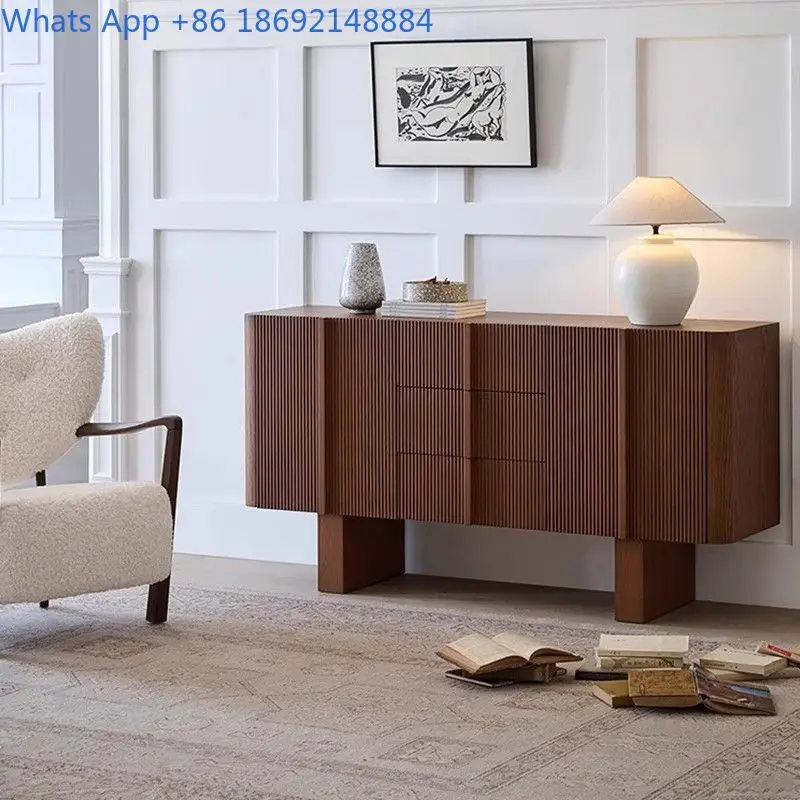 Retro Solid Wood Sideboard Storage Cabinet Living Room Buffet Cabinet Vintage Style Furniture