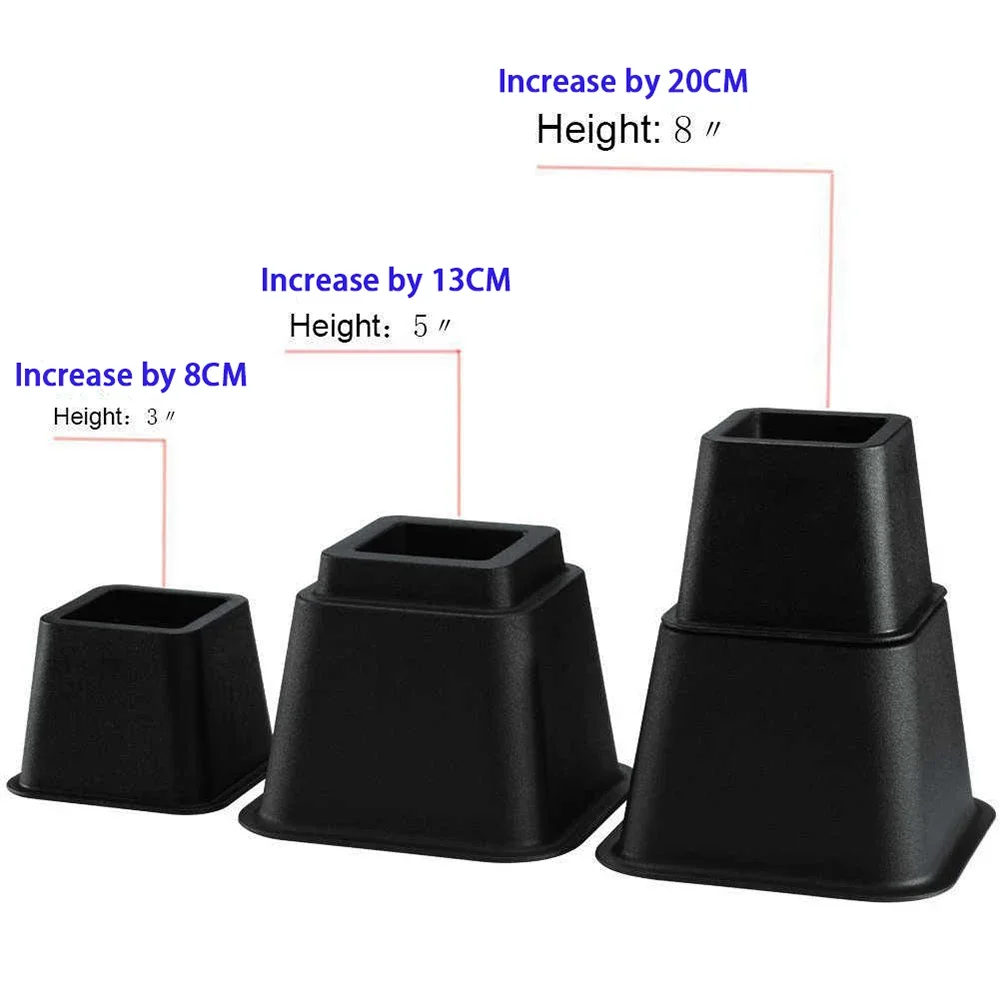 4Pcs Plastic Height Increasing Foot Pads Sofas Tables Furniture Height Enhancers Table Legs Round/square Pads Shock-Absorbing