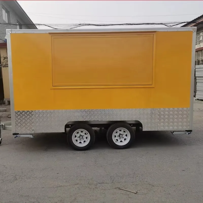 Quiosque de comida móvel profissional, caminhão de comida rápida, caravana, recipiente de transporte, reboque com configuração completa de cozinha para negócios