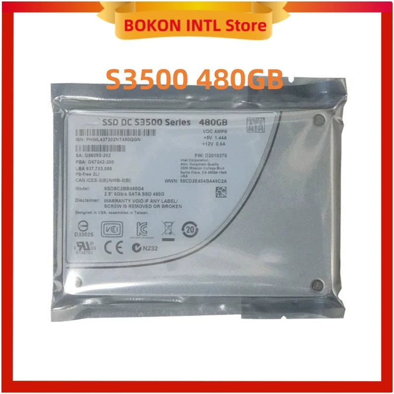 SSD DC S3500 SERIES 800 ГБ 480 ГБ 300 ГБ 80 ГБ SSD 5300 240 ГБ 6 Гбит/с 2,5 "SATA SSDSC2BB800G4 Твердотельный накопитель для INTEL