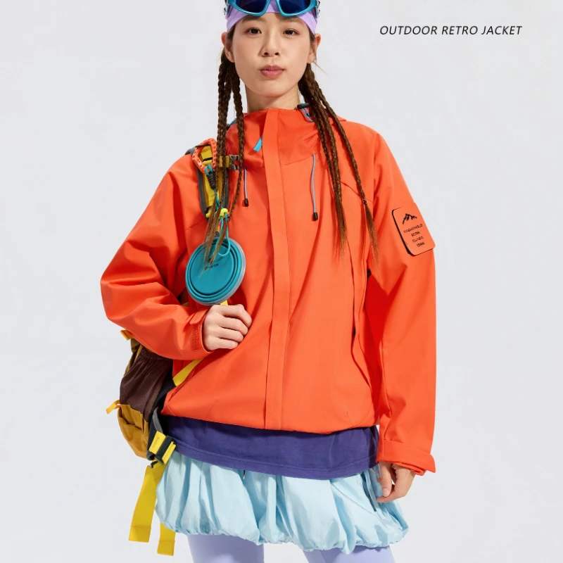 Women's Outdoor Hooded Hiking Jacket Spring Autumn Versatile Mountain Climbing Suit Jackets Women Waterproof Windbreaker Coats