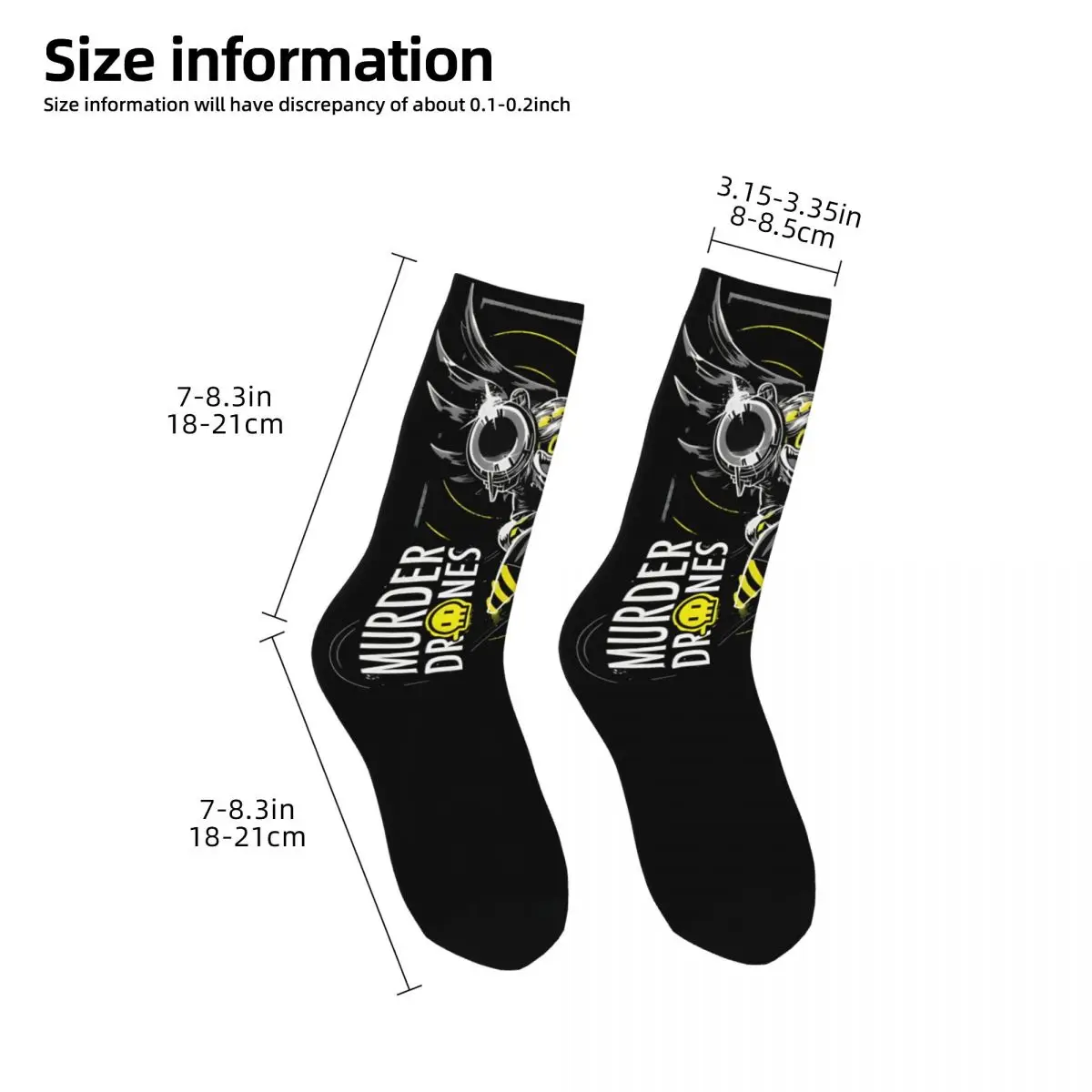 Horror Murder Drones V Cartoon Anime Socks for Women Men Merch All Season Warm Middle Tube Socks Breathable