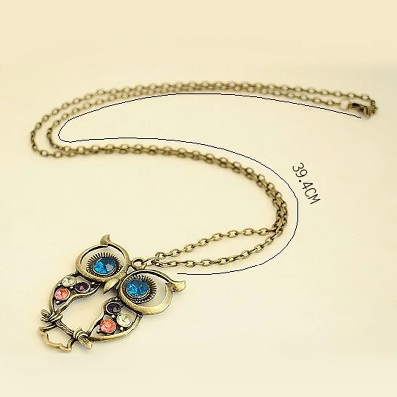 Hot Fashion Women Girl Necklaces Jewelry Trendy Charms Crystal Owl Necklace Black Long Chain Animal Necklaces&Pendants