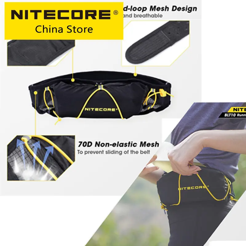 NITECORE Running Waist Bag BLT10 Travel Sports waist Belt with Soft Flask Outdoor Camping Cycling Trekking Pockets for Women Men