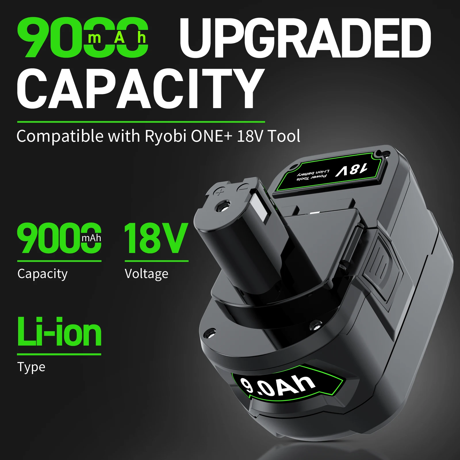 For Ryobi P108 18V 9000mAh Battery Li-ion Replacement Battery BPL1820 P108 P109 P106 P105 P104 RB18L50 Power Tool Baterry