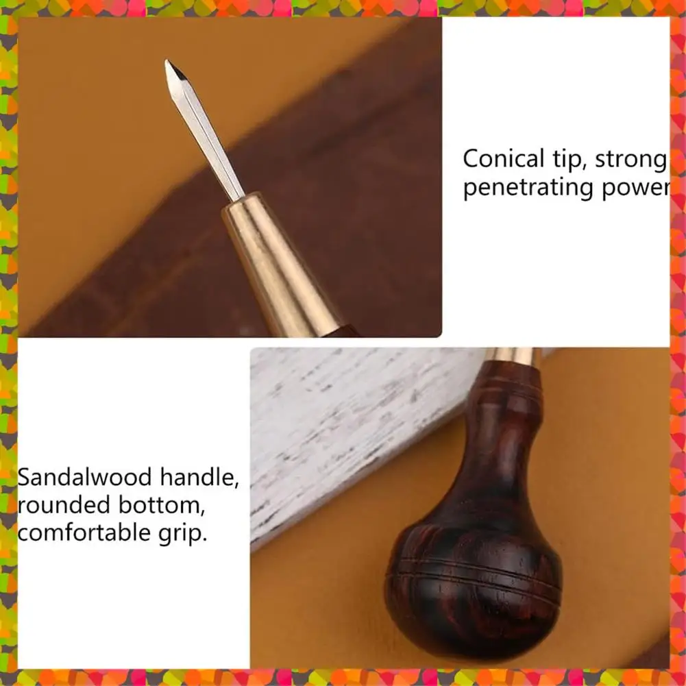 

Promotion! Handmade Leather Goods DIY Sandalwood Diamond Awl Rosewood Diamond Cone Leather Awl Diamond Cone