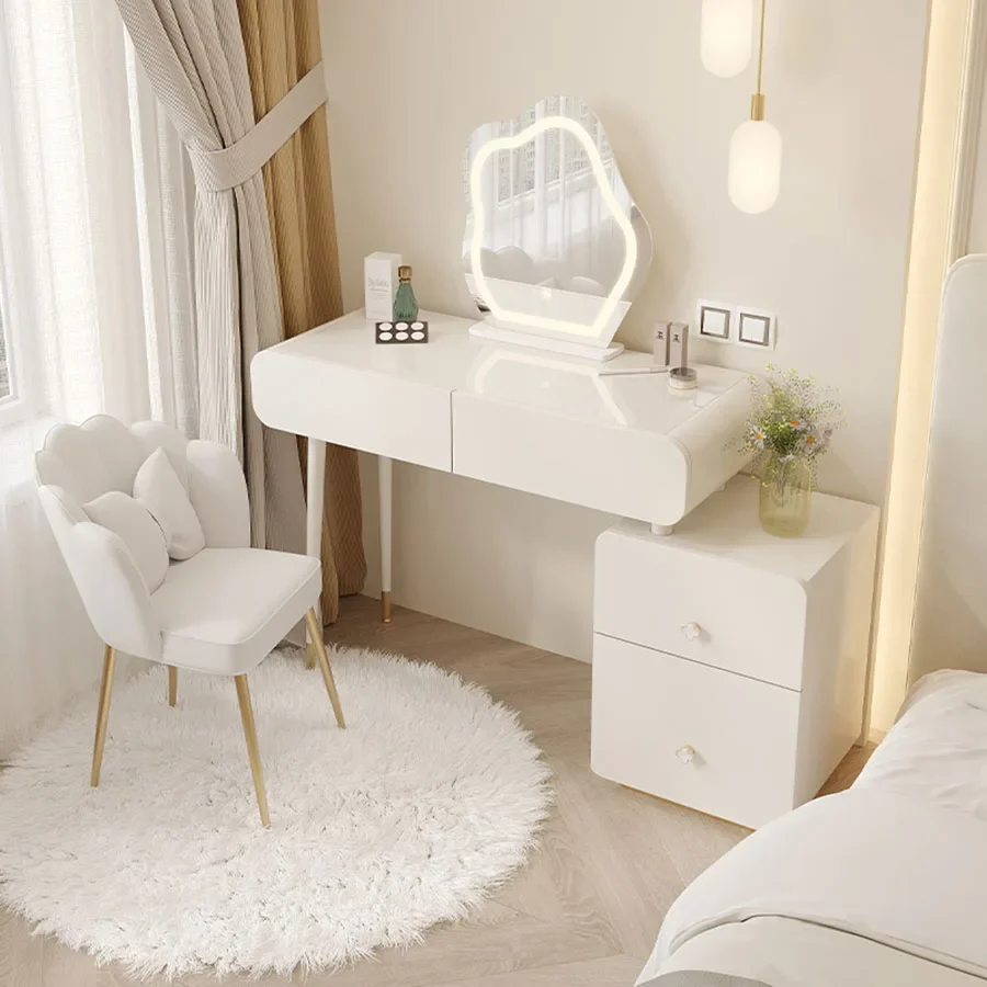 Europe Vanity Table Small Extendable White Luxury Affordable Lights Transportable Dressers Storage Tocadores Home Furniture