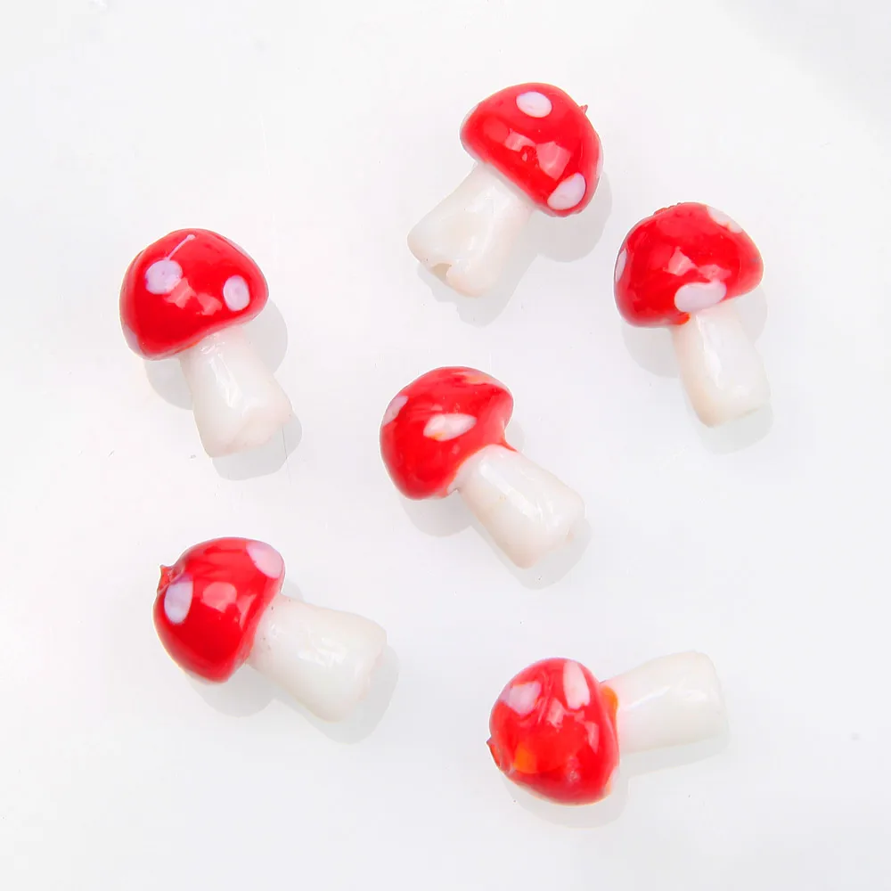 10pcs Glass Mushroom Beads Charms For Jewelry Making Bracelet Necklace Pendants DIY Earring Crafts Supplies Handmade Beaded