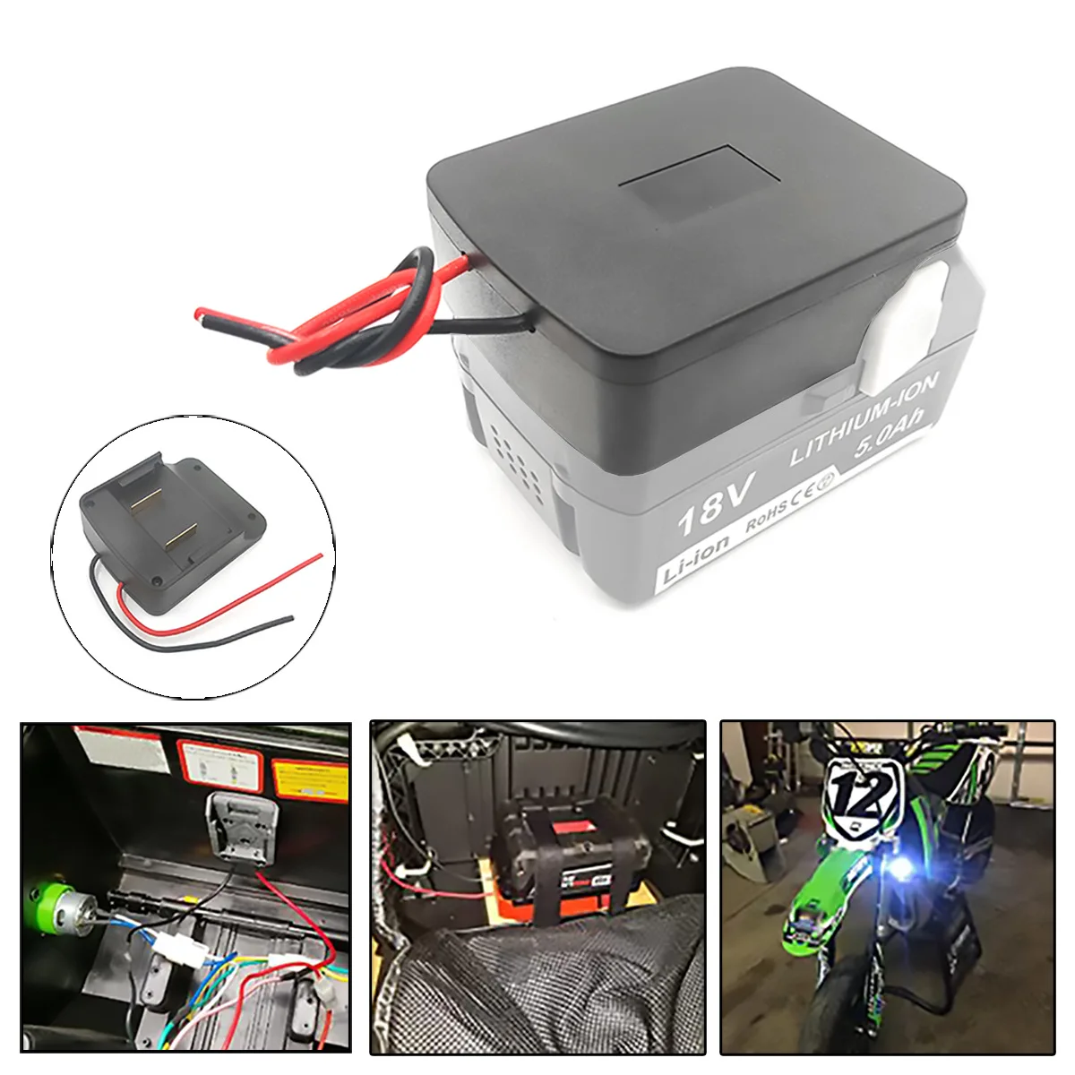 Power Wheel DIY Battery Converter Adapter for Hitachi 18V Metabo HPT Lithium Battery  for Rc Car Rc Truck,DIY use(NO Battery )