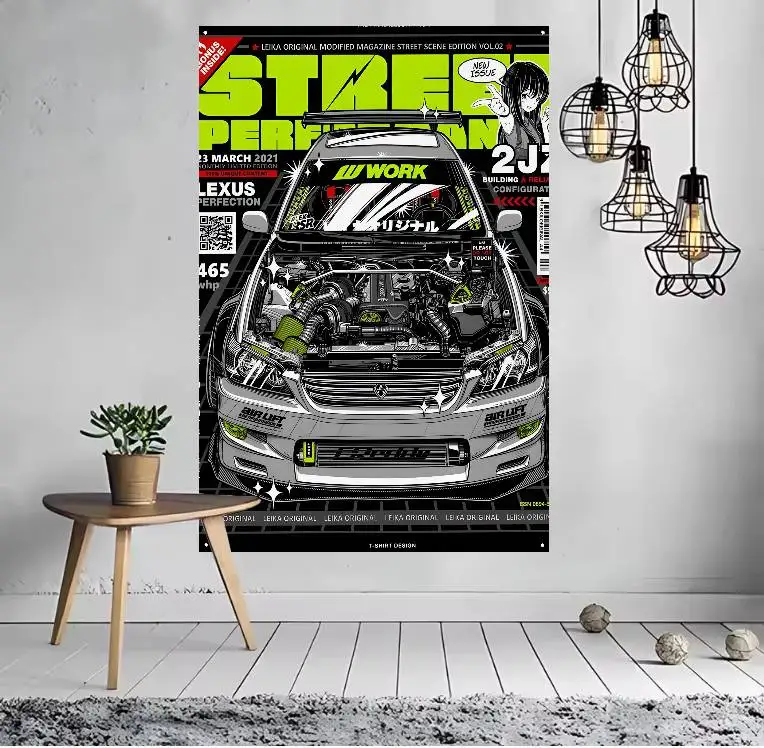 بارد JDM تعديل سباق السيارات العلم أعلام مخصصة الجدار شنقا نسيج في الهواء الطلق الزخرفية العلم خلفية بطانية #4