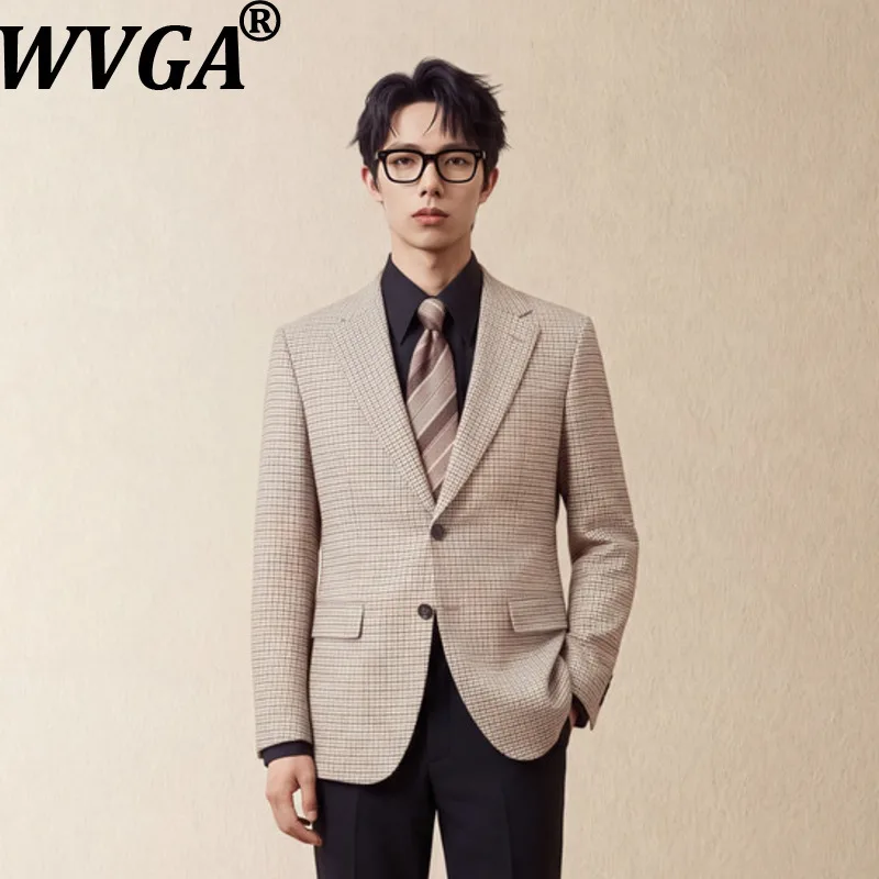 WVGA Autumn New Men's Stylish Handsome British Style Slim-fit Business Blazer Niche Casual Check Pattern Suit Jackets Ins W28500