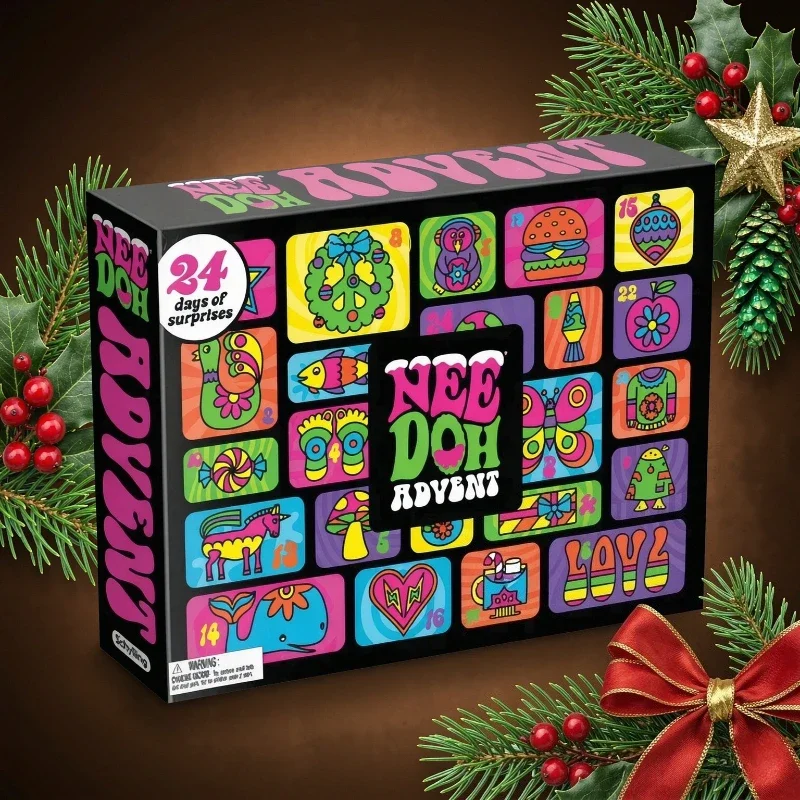2026 NeeDoh 24‑Days Advent Calendar 3D PVC Christmas Countdown Surprise Stress Relief Fidget Toy Xmas New Year Holiday Gift