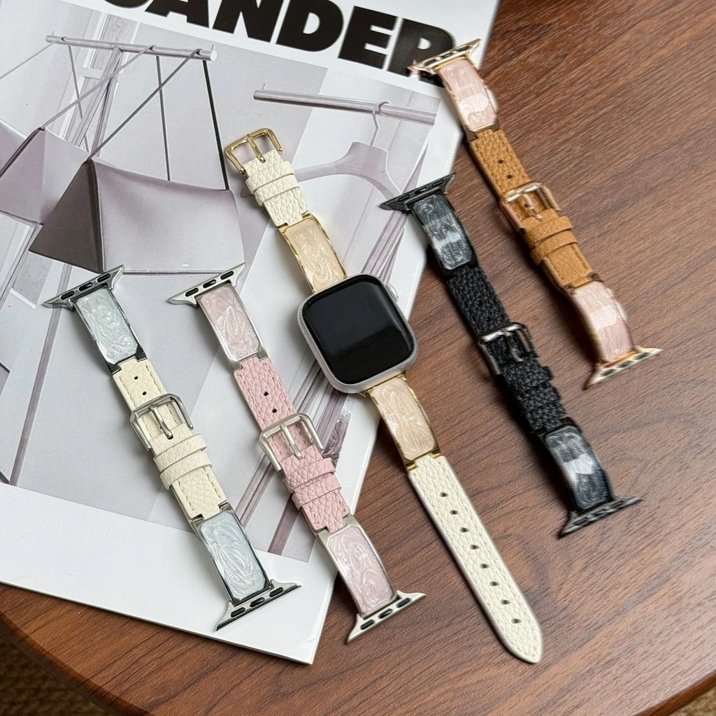 

Fashion Bracelet Splitting Leather Women for Apple Watch Band Series 8/7/6/10 40mm 41mm 38mm 42mm 44mm 45mm 46mm Strap