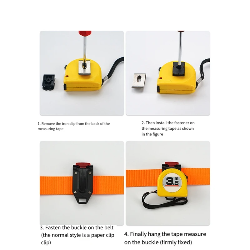 Tape Measure Rack Tape Automatic Buckle Measure Thickened Belt Clip Fixed Plastic Portable Tool Holder Clip Durable Easy Install