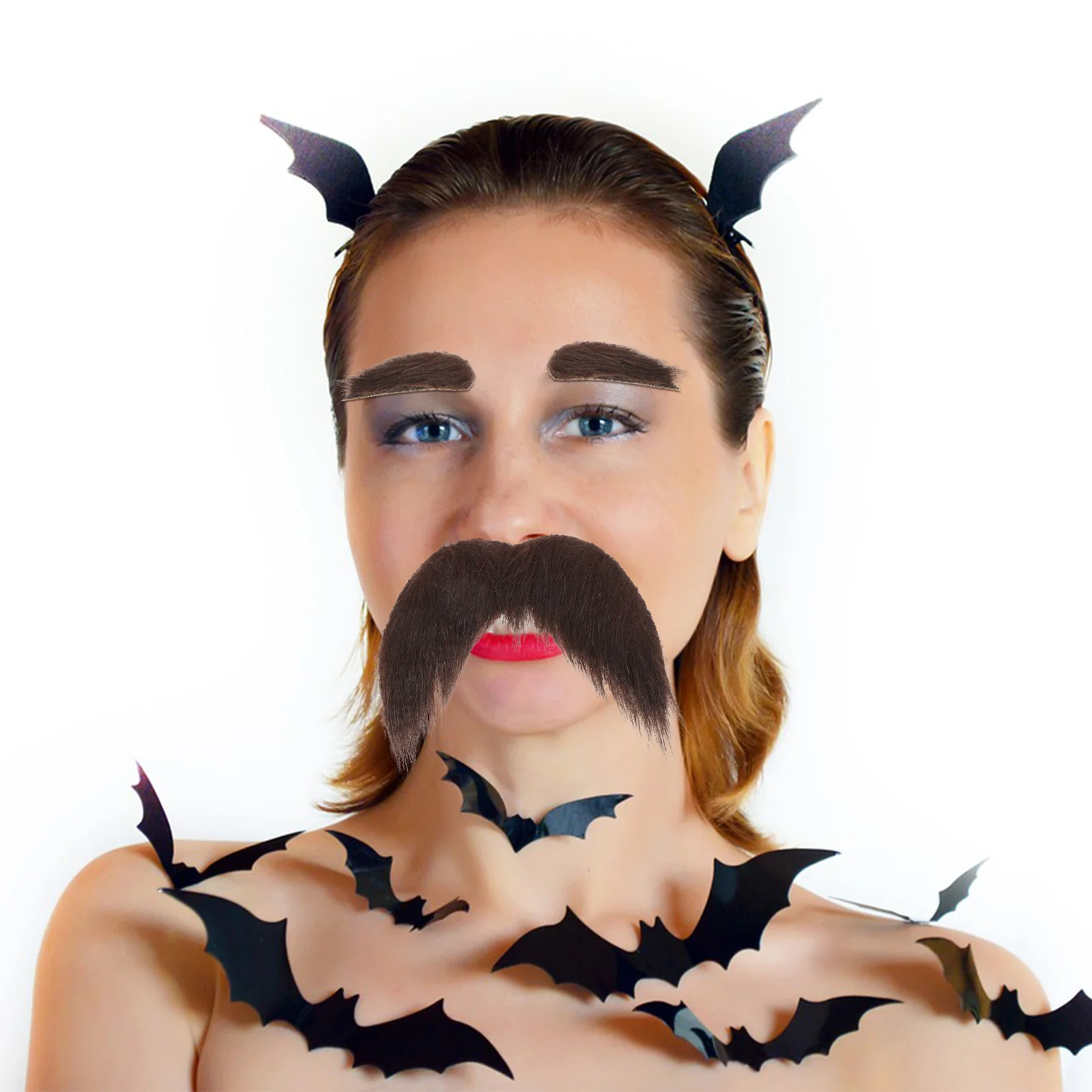 1 Zestaw Samoprzylepnych Sztucznych Wąsów Brwi Broda Staruszka Kostium Dorosły Naklejane Włosy na Twarz Rekwizyty na Halloween Cosplay Party