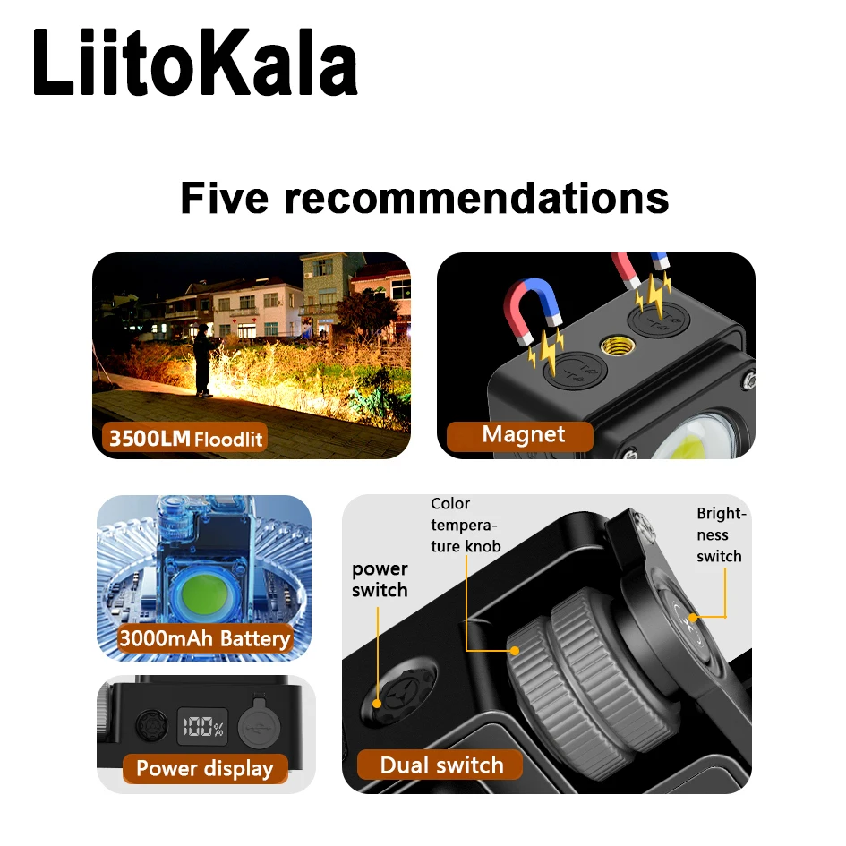 

LiitoKala уличные фонари для кемпинга, фонари для кемпинга, сверхдлительный срок службы, многофункциональные ручные портативные рабочие фонари для кемпинга