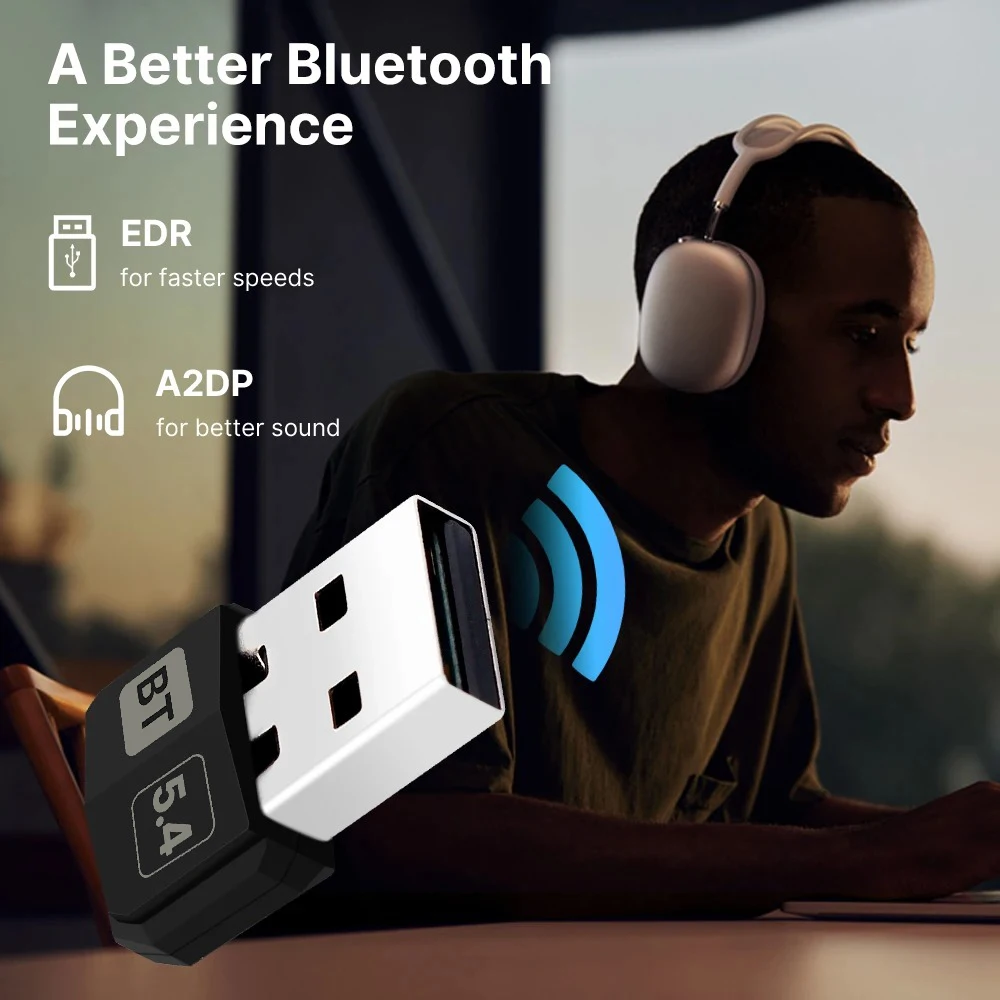 USB Bluetooth 5.4 Adapter Wireless Bluetooth 5.0 Dongle for PC Laptop Wireless Speaker Audio Receiver USB Transmitter Accessorie