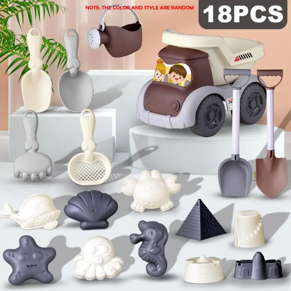 Cartoon Strand Zand Speelspeelgoed Lichtgewicht Grappig Morandi Kleur Emmer Speelgoed voor Kinderen 17/18/19PCS