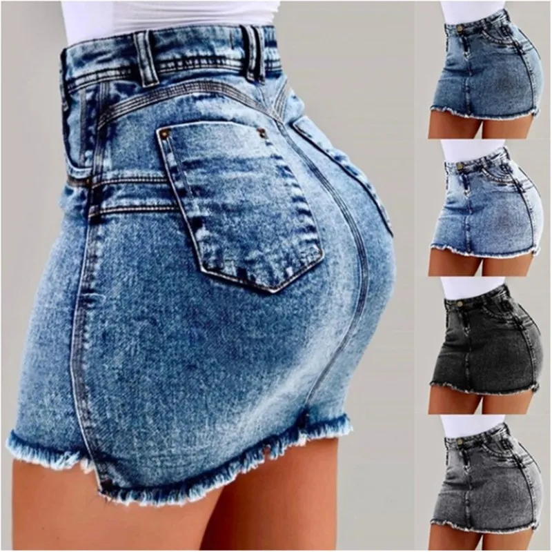 2023 New European and American Women's Denim Skirts Sexy High Waist Denim Hip Skirt Woman Y2k Black Skirt 4 Colors 6 Sizes