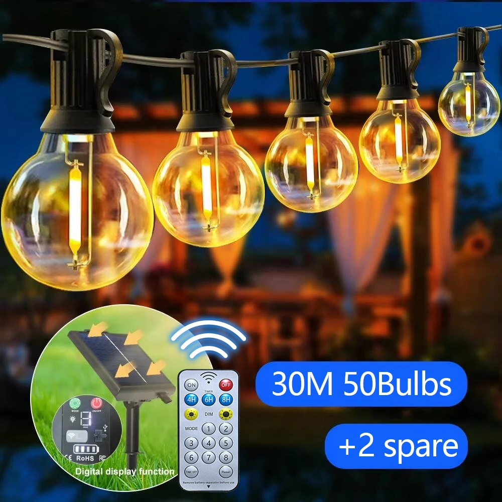 Solar G40 buitenlichtslingers met afstandsbedieningen LED onbreekbare bollamp IP65 waterdicht terraslicht voor tuindecoratie