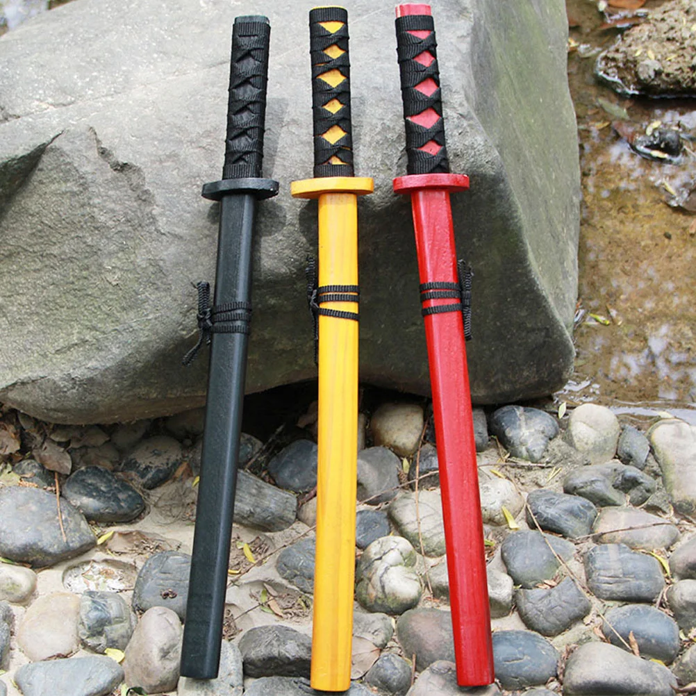 Wooden Three-color Small Painted Samurai Sword Cosplay Toys Party Playthings for Game Playing