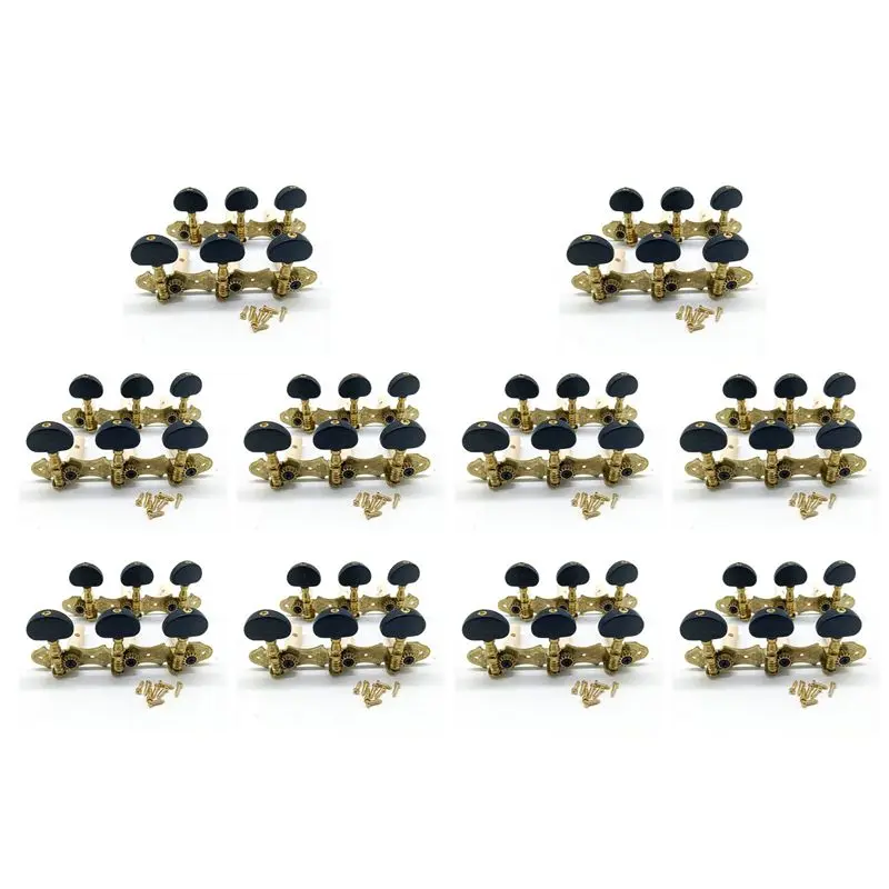 NALFI-10X Left Right Classical Guitar String Tuning Pegs Machine Heads Tuners Keys 3L3R Professional Guitar Accessories,Black