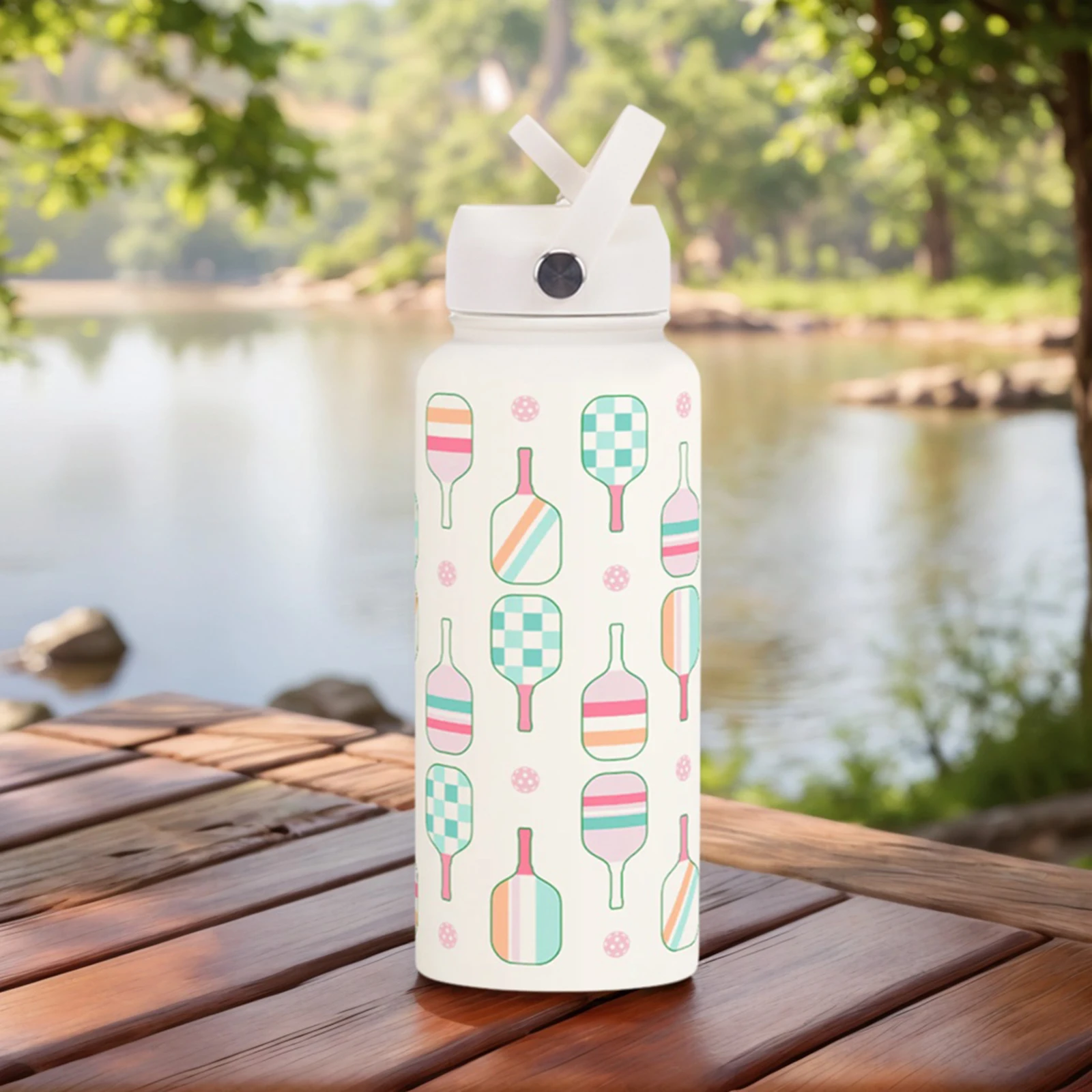 

Изолированная бутылка для воды 1л с крышкой, 32 унции, вакуумный изолированный дорожный стакан, подарки для женщин, девочек, подростков, дня рождения, Рождества