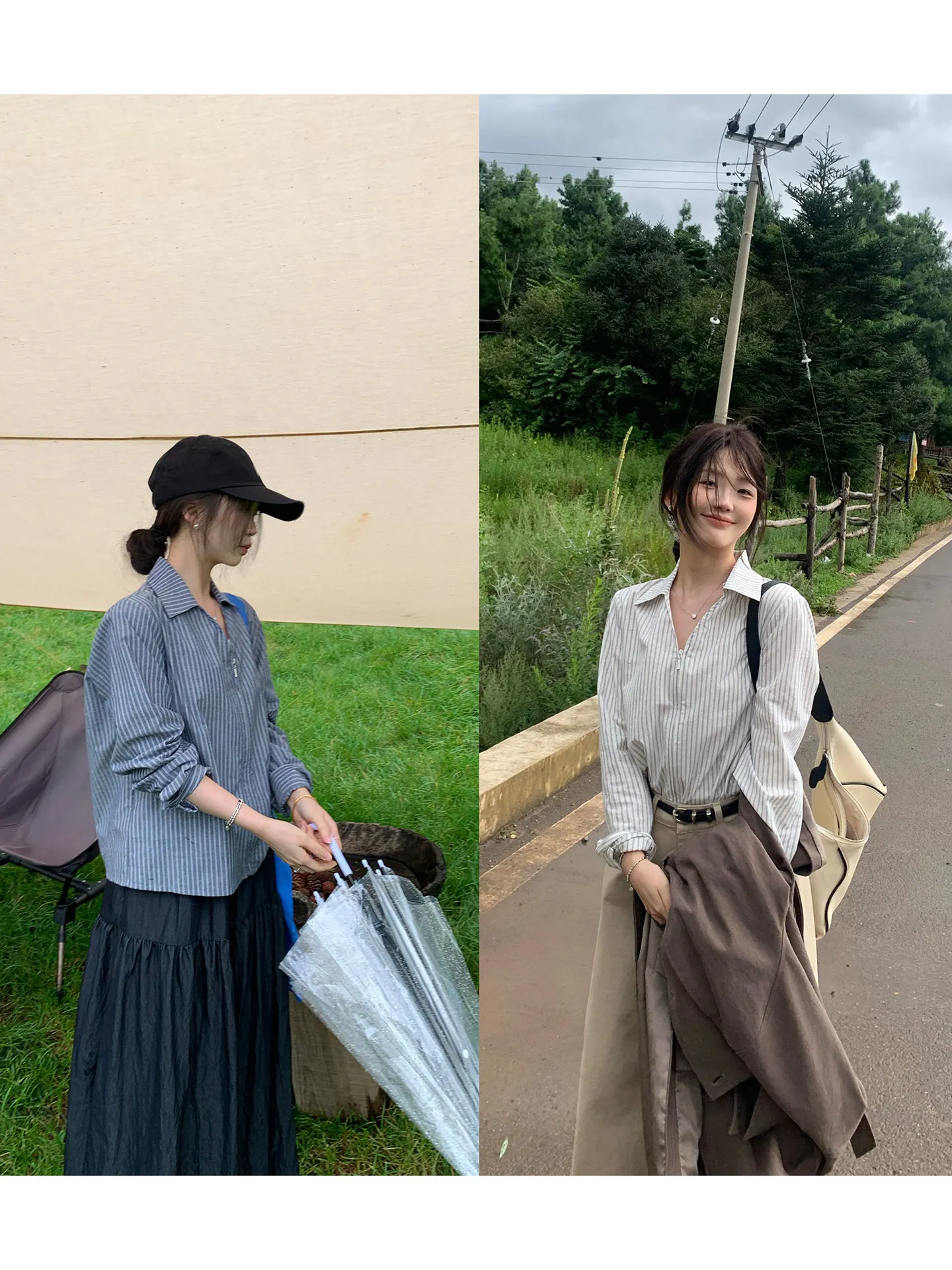 

Zipper Stripe Cotton Linen irt Women's Long Sve Outerwear Autumn Commute Sle Straight Cut Regular Thin No Special...