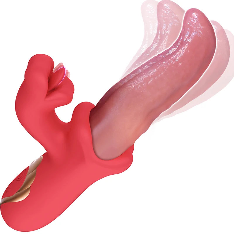 Tongue Licking Vibrator for Women G-spot Rotating Vibrator Dildo Rose Adults Sex Toys for Female Clitoral Stimulator