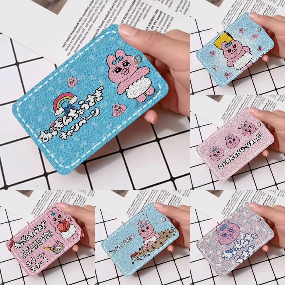 

O-Opanchu U-Usagi Cartoon Cute Card Holde Applicable To Credit Cards Bus Card Soft Leather Rectangular Keychain Protective Cover