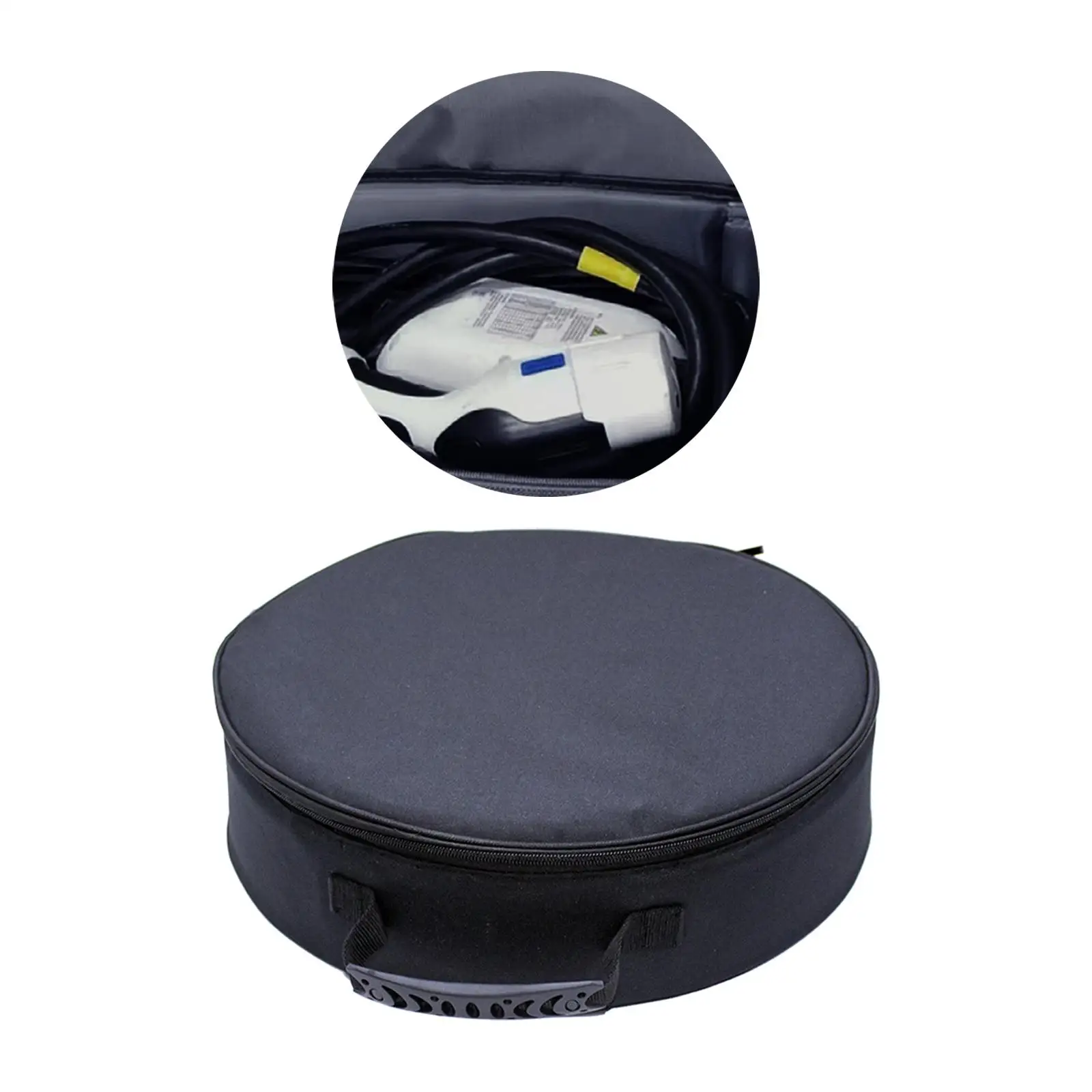 1Pc Oxford Cloth Waterproof EV Cables Cords Bag Electric Vehicle Charger Case EV Charging Cable Storage Bag with Zipper Closure
