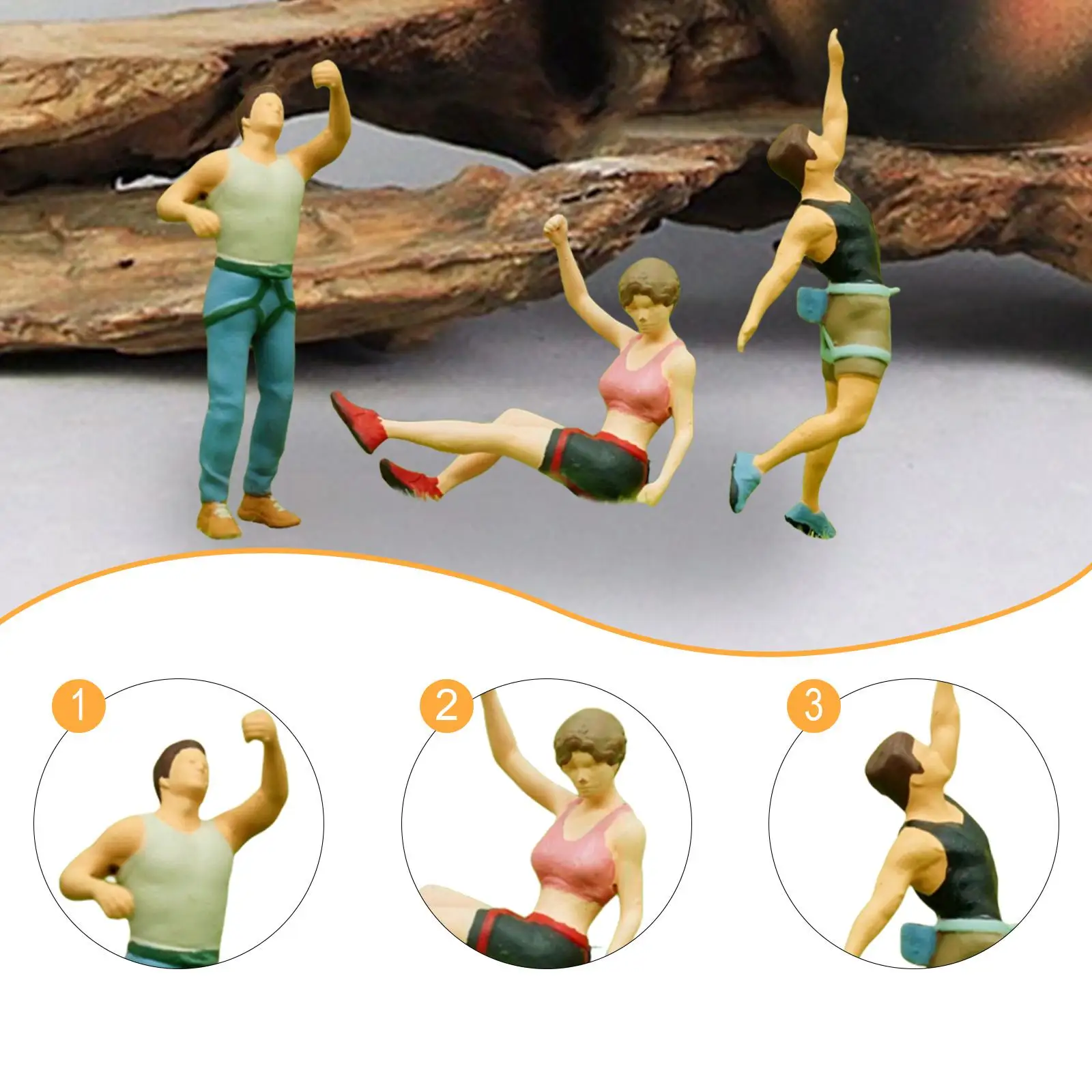 

3 Pieces 1/64 Miniature Figures Rock Climbing Small Tiny Decoration Dioramas