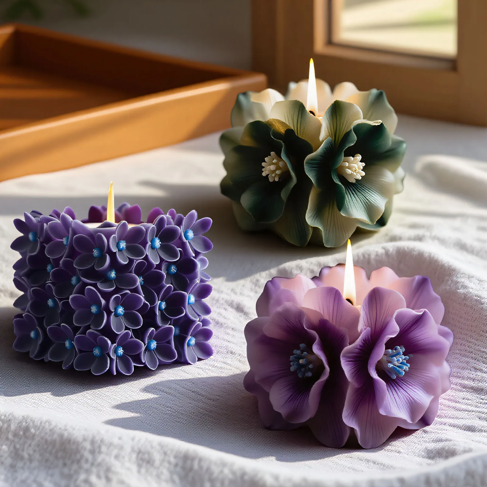 

Cube Hydrangea Macrophylla Candle Silicone Mold Square Embroidered Ball Floral Peony Candle Soap Plaster Resin Making Tools