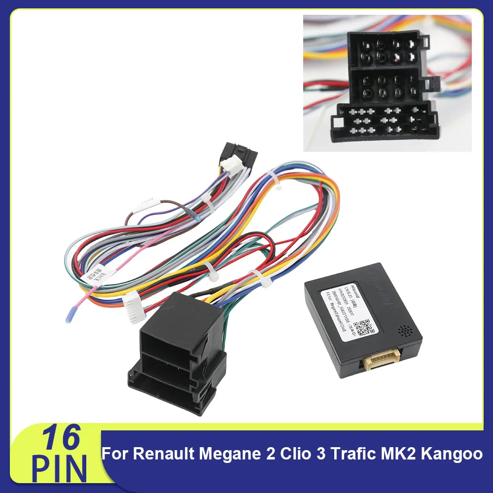 16 Pin CAN Bus Decoder To ISO Radio Harness Adapter For Renault Megane 2 Clio 3 Trafic MK2 Kangoo Android Cable