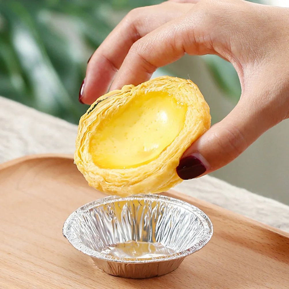 

Baking Pan Disposable Tart Mold Egg Molds Cup Round Kitchen Tool Silver Muffin Bakery Dessert