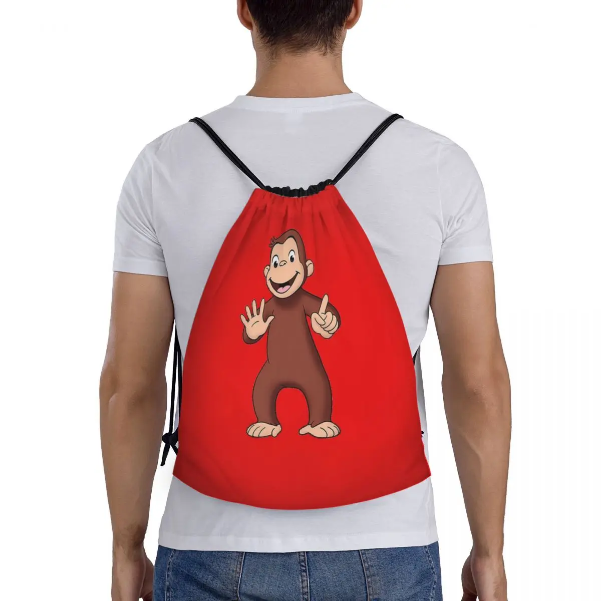 

Curious George Backpacks Multi-function Portable Drawstring Bags Storage Bag Book Bags For Travel School