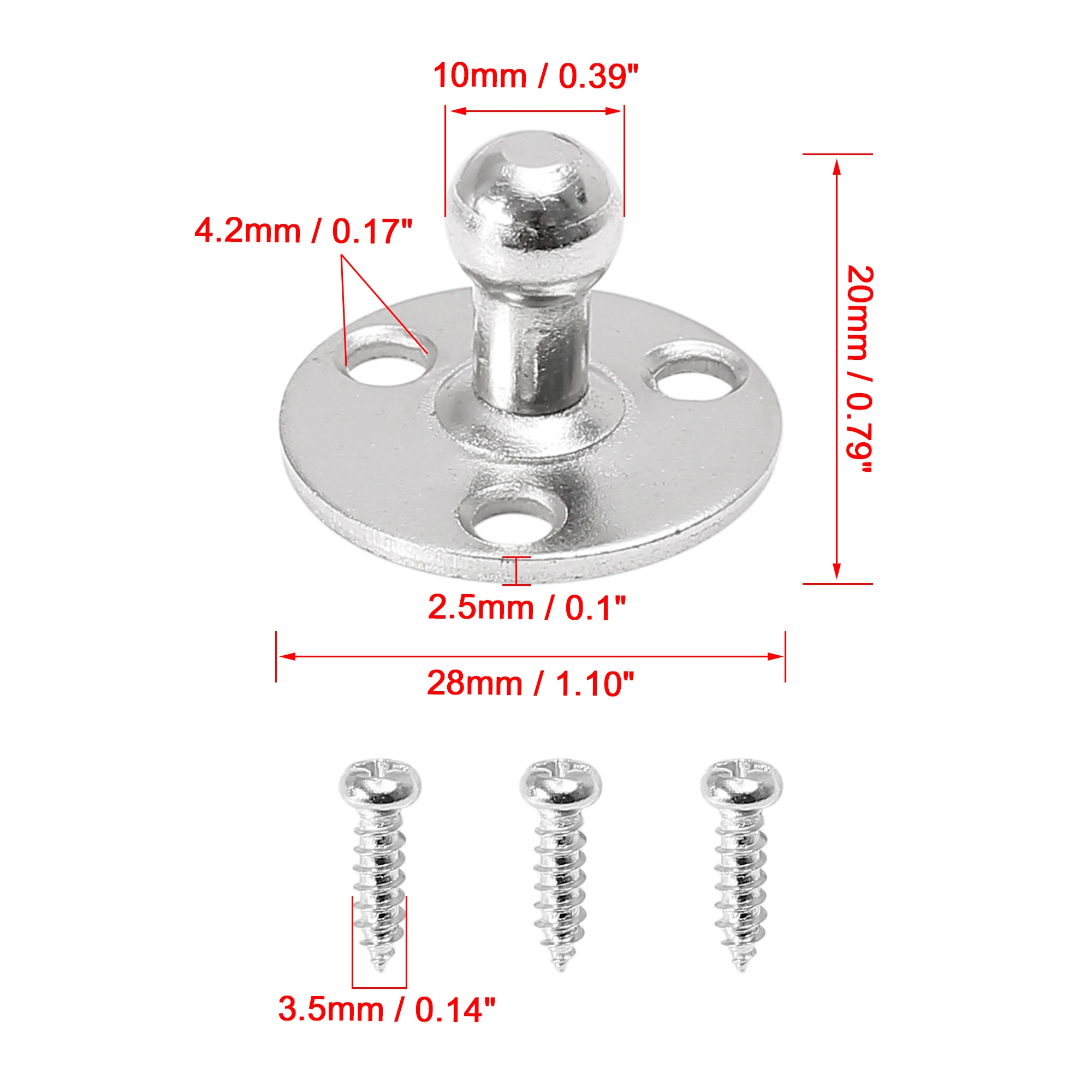 X Autohaux 2 Set 10mm 20x28mm Car Ball Studs Mounting Brackets for Gas Struts Shocks with Screw 4 Sets