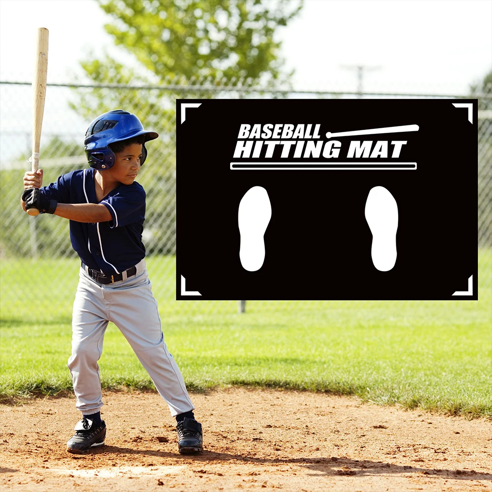 

Softball T-Ball Batter Stance Training Mat with Toes Facing Place Aid Hitting Batting Practice Mat for Swing Pitching Training