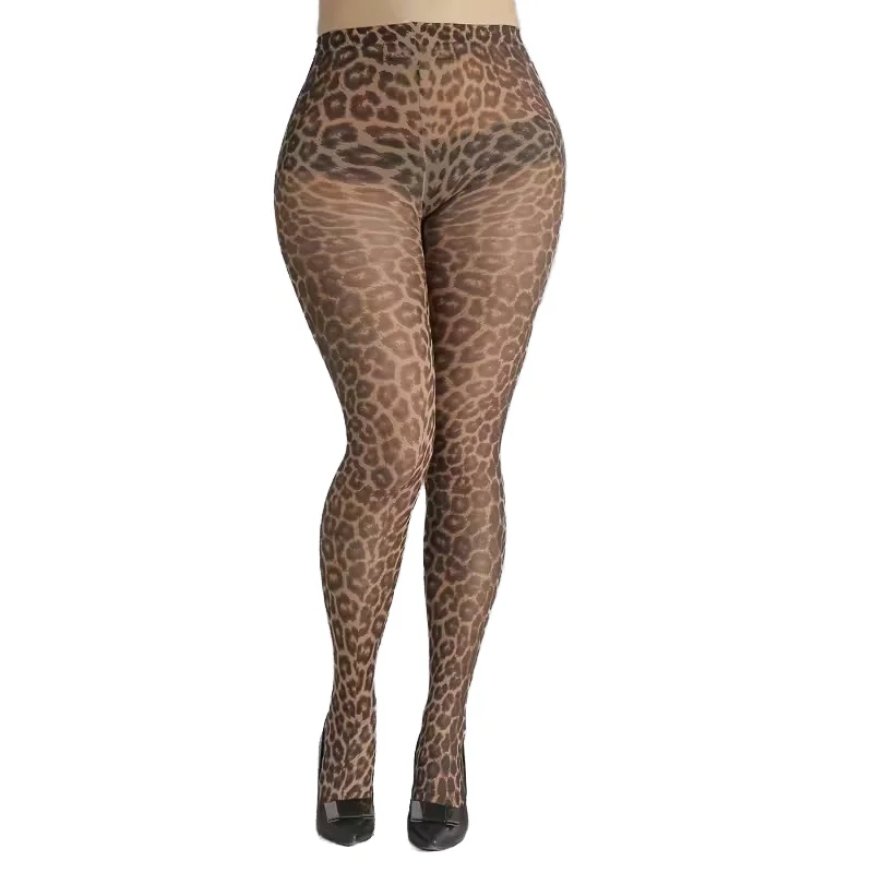 Damen Sexy Leopardenmuster Strumpfhose Sommer Dünne Nylon-Strümpfe Transparente Strümpfe