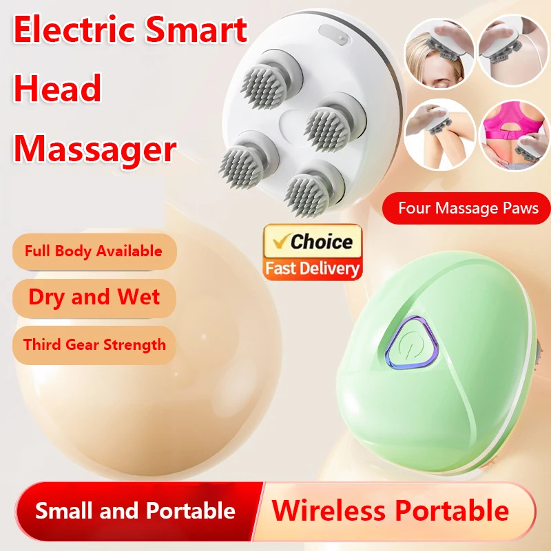 

Портативный электрический массажер для кожи головы, ручной массаж головы, разминающие узлы, стресс, расслабляющий уход за волосами, снятие напряжения, домашнее путешествие, использование