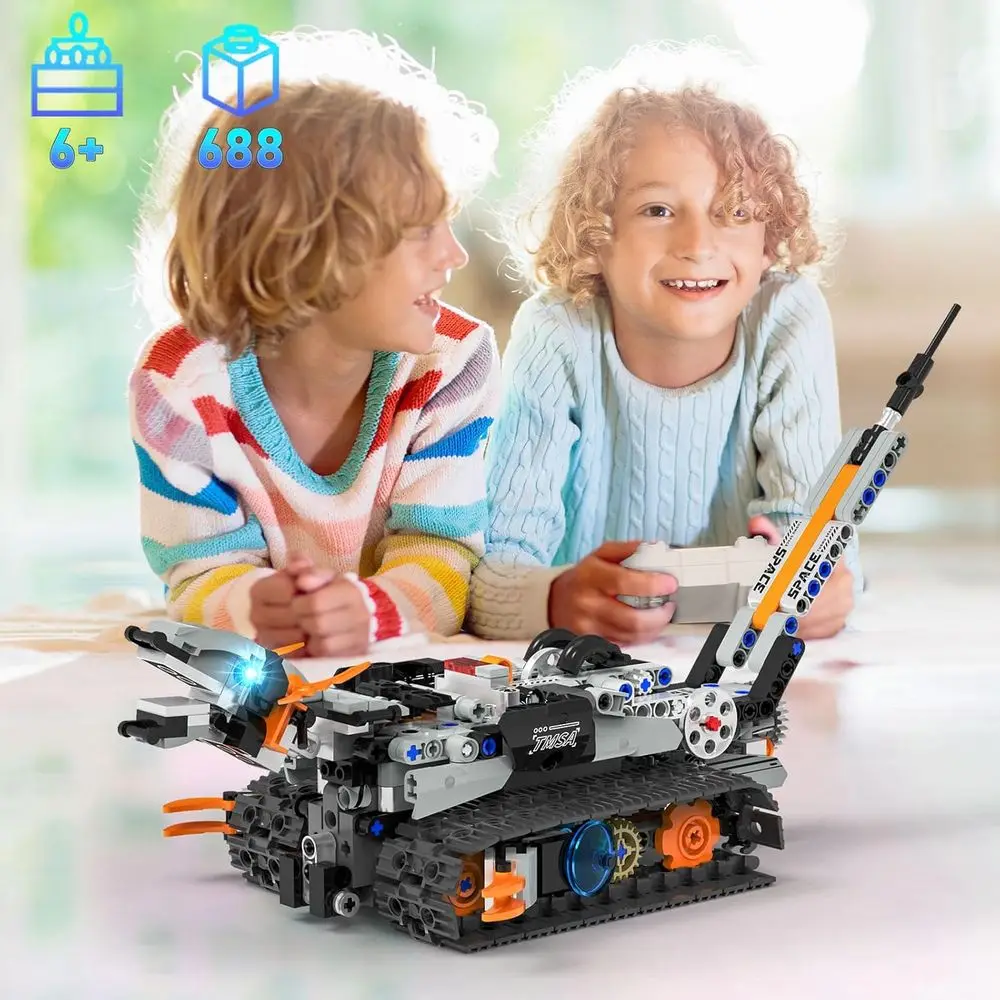 Kit de robot STEM para niños mayores de 6 años: juego de construcción de automóviles de dinosaurios de 688 piezas con aplicación y control remoto para aprendizaje científico y regalos de cumpleaños