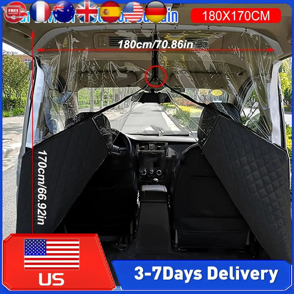 

Car Divider Privacy Curtain with Zipper Heat Insulation Sunshade AC Isolation Curtain for Highroof Camper Van Motorhome Accessor