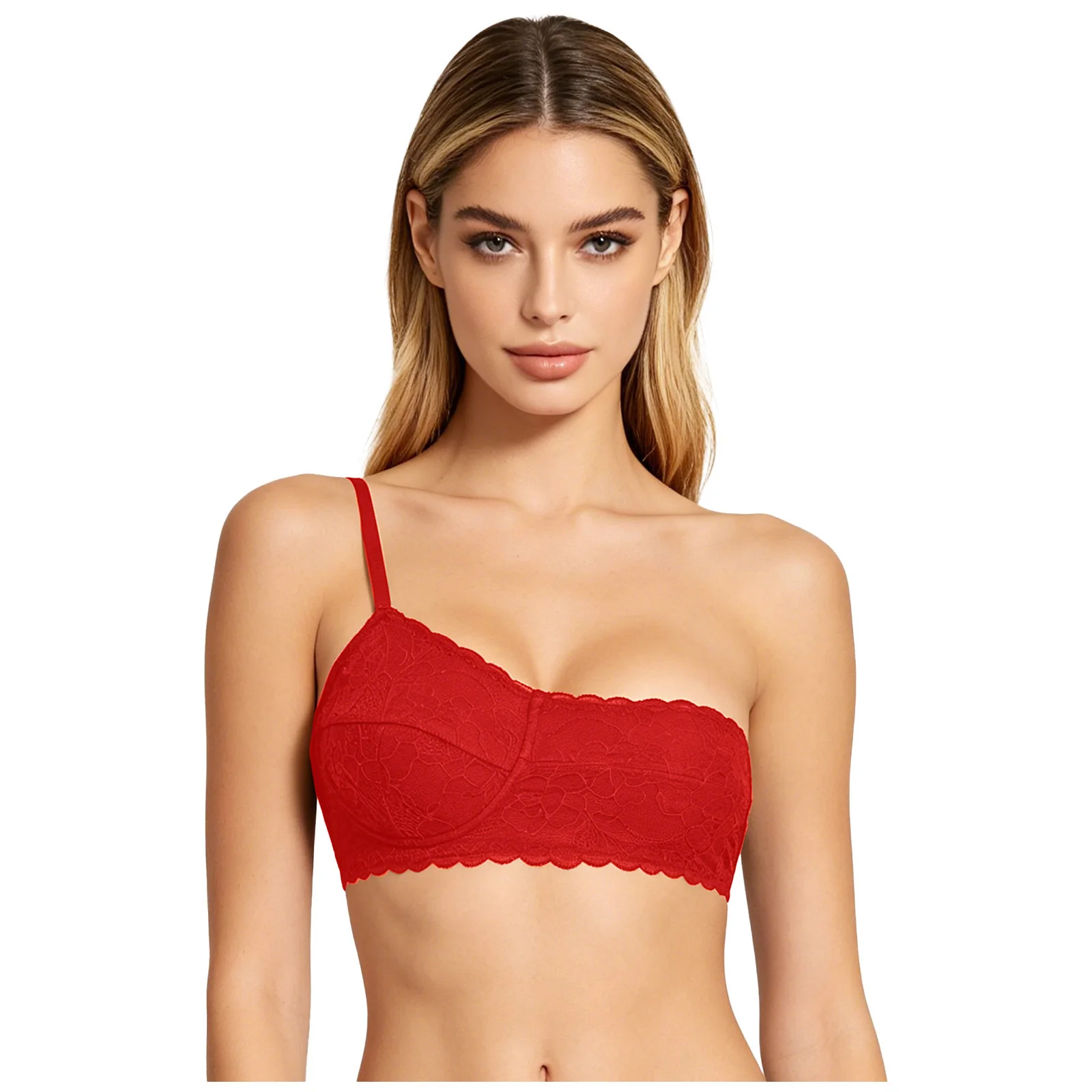 Sujetador de recuperación post-mastectomía unilateral para mujer, lencería de necesidades especiales, sujetador de una copa con encaje, tirantes ajustables, sin aros, tipo bandeau.