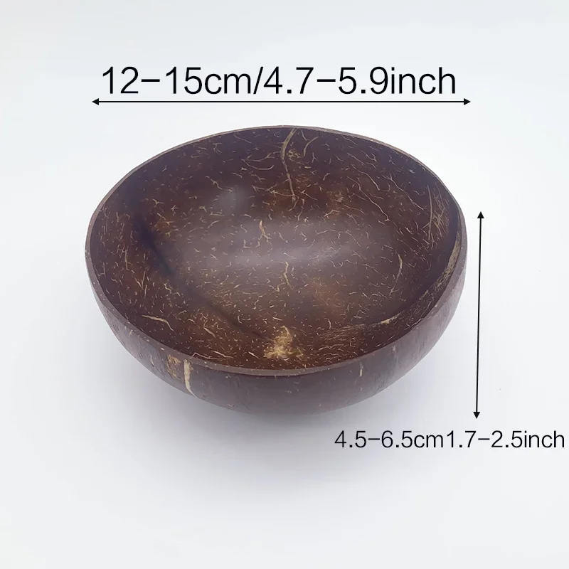 12-15cm Natural Coconut Bowl set wooden Salad Ramen bowl Coconut Wood Spoon Set coco smoothie Kitchen tableware Coconut bowl