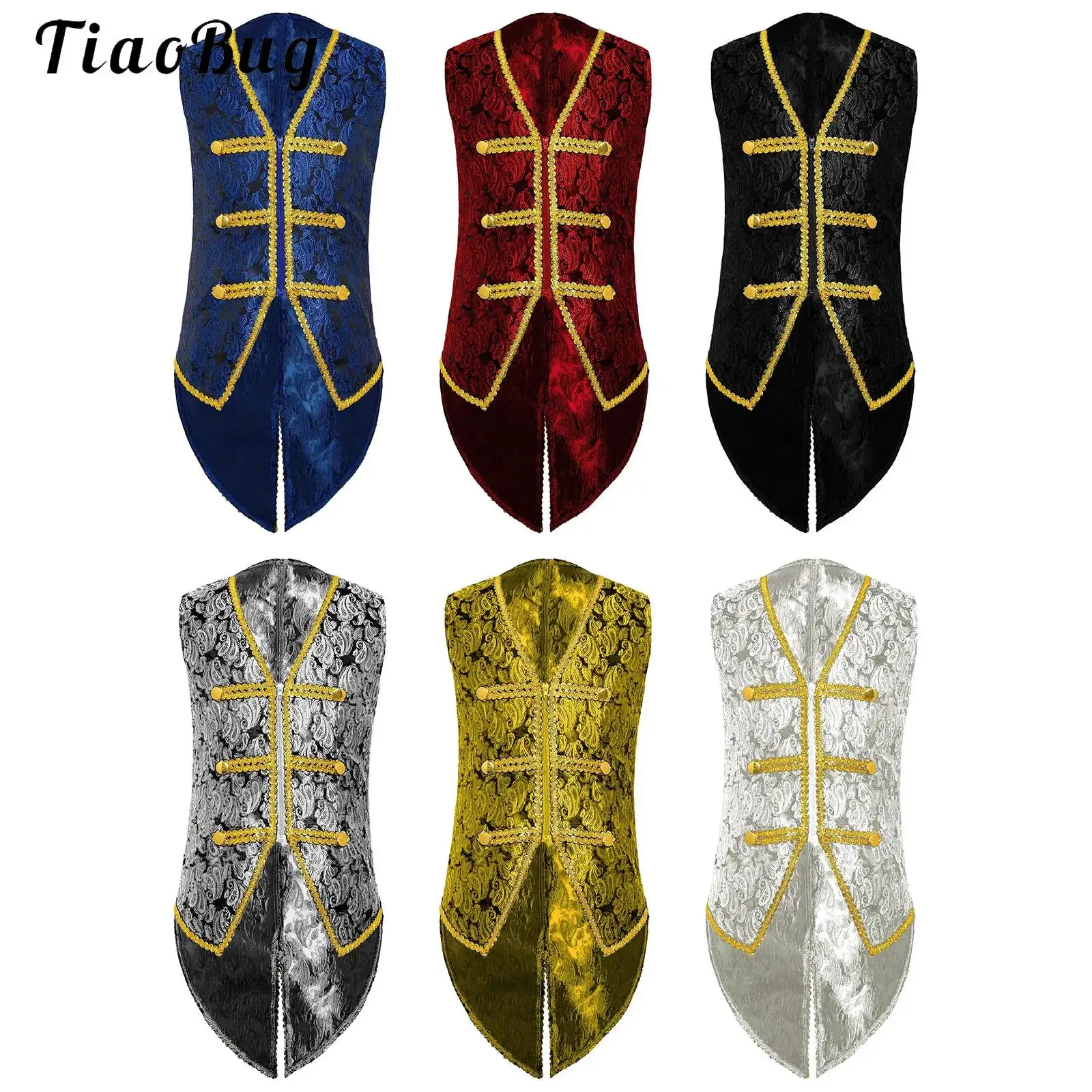 Vintage Printed Kids Boys Dress Suit Blazer Halloween Medieval Renaissance Gentleman Tuxedo Vest Waistcoats Party Dress Up Tops