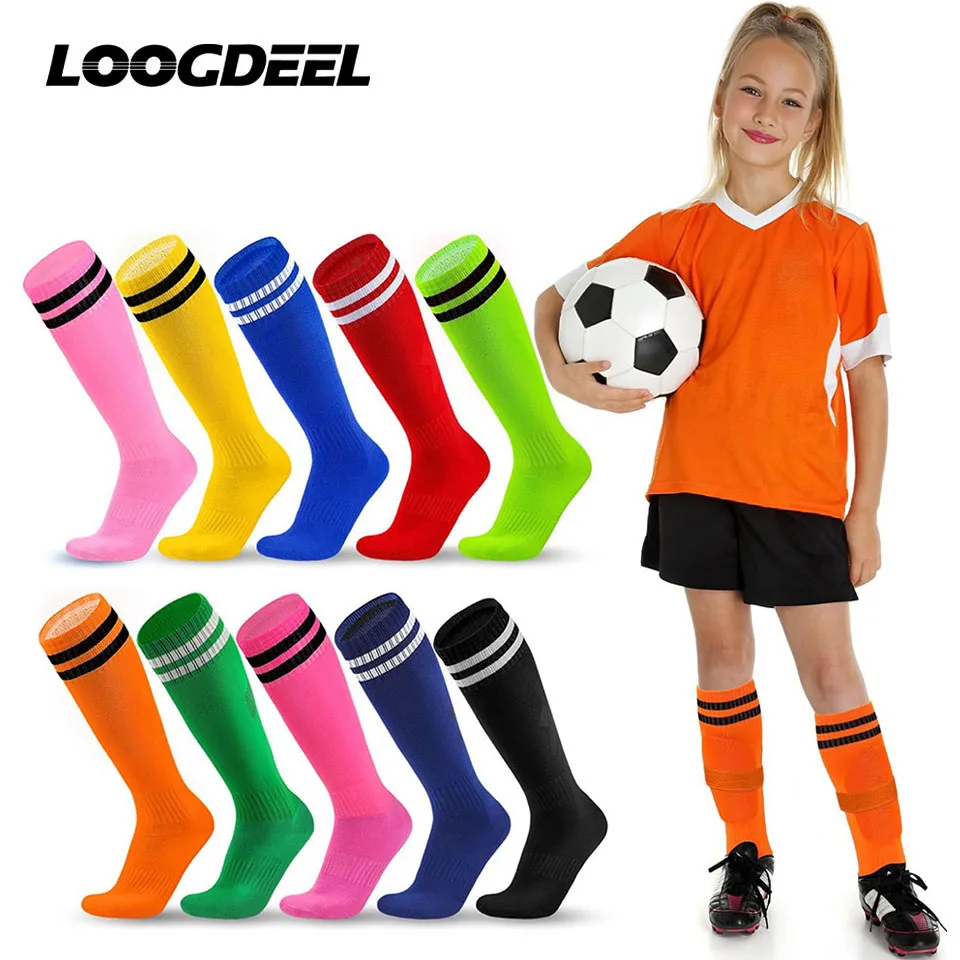 

Loogdeel Kids Youth Adult Soccer Socks Stripe Knee High Softball Baseball Sports Socks Breathable Football Socks for Men Women