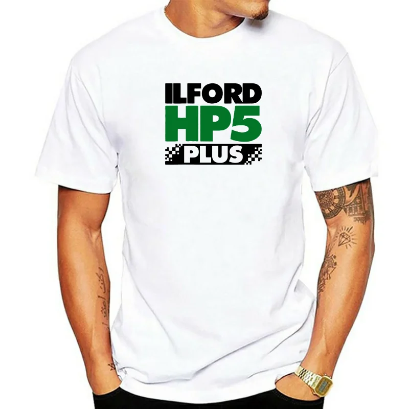 Ilford-Hp5 Plus Film Logo T-Shirt para Homens, Profissional Algodão Branco T-Shirt, Tamanho S-5XL