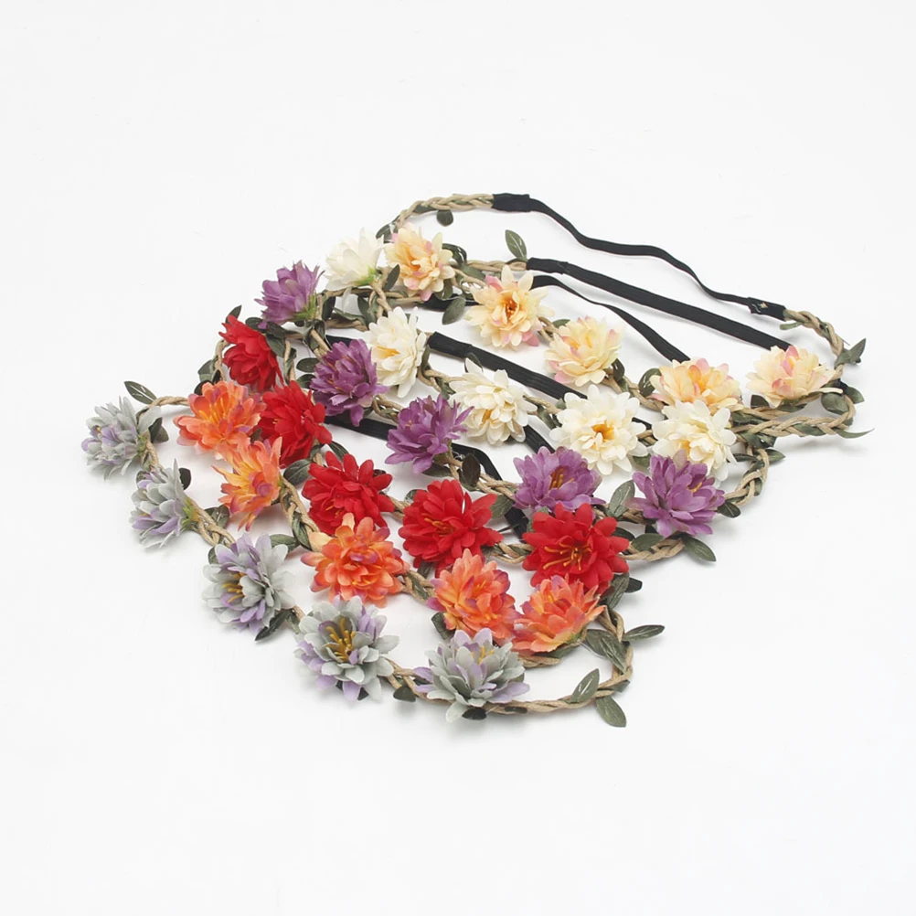 

Floral Headb Natural Realistic Unfading for Wedding Parties Travel Beach Photo Prop Bohemia Hairb Girl Crown Headdress