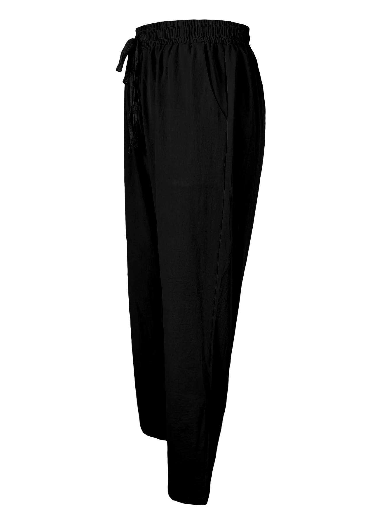Lässige, einfarbige, lange Hosen für Damen, elastische Taille mit Kordelzug, bequeme Damenhose, hochwertige Alltagsoutfits – Detail 8