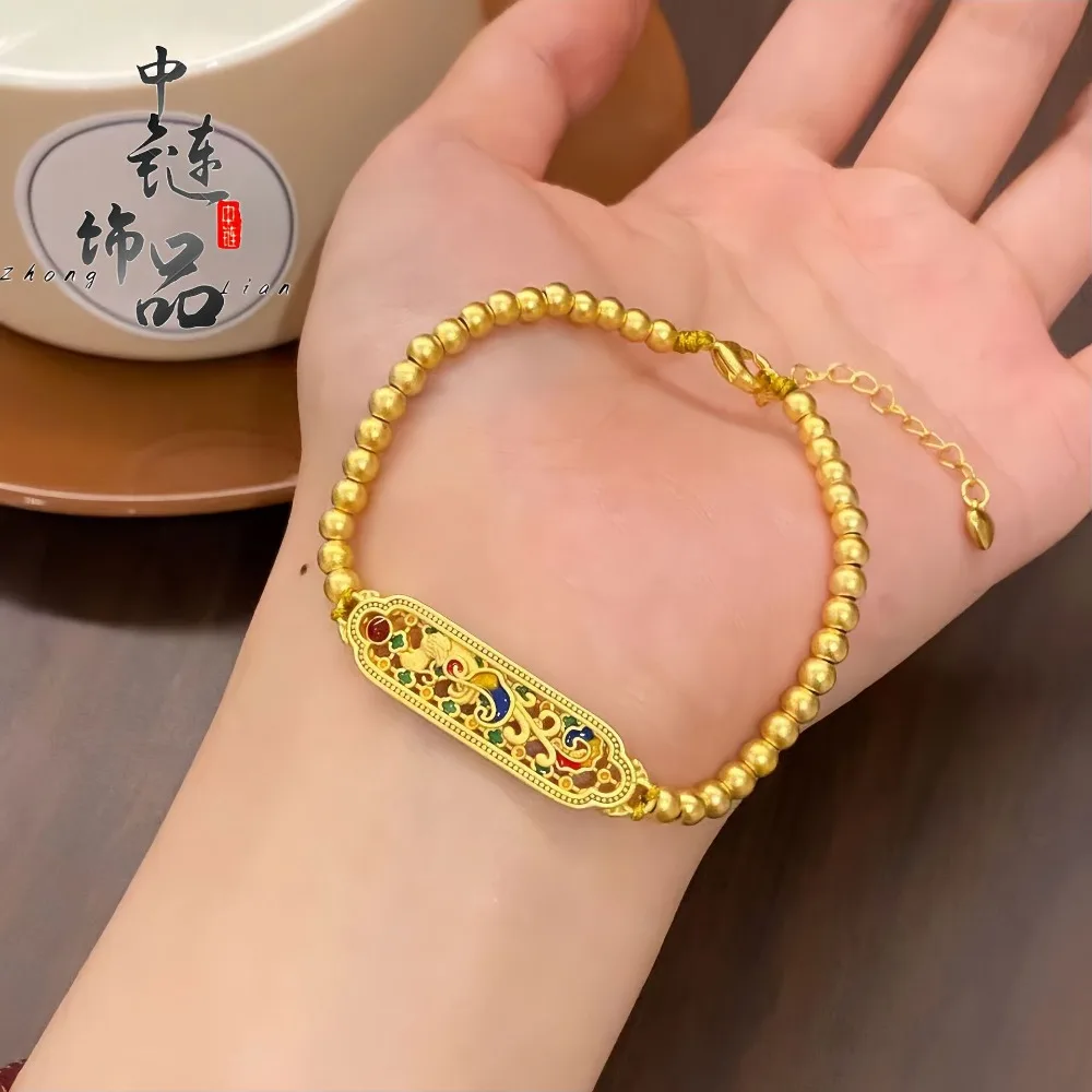 Enameled blue phoenix to the instrument hand brand bracelet female 9999gold